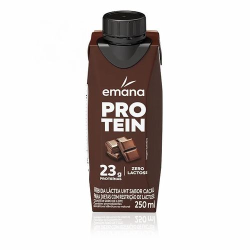 BEBIDA LÁCTEA PROTEIN ZERO LACTOSE CACAU EMANA 250ML 6 UNIDADES