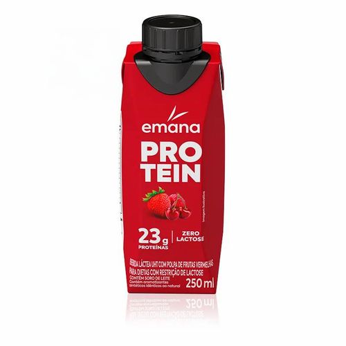 BEBIDA LÁCTEA PROTEIN ZERO LACTOSE FRUTAS VERMELHAS EMANA 250ML 6 UNIDADES