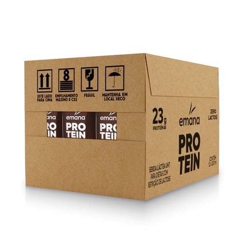 BEBIDA LÁCTEA PROTEIN ZERO LACTOSE CACAU EMANA 250ML 12 UNIDADES