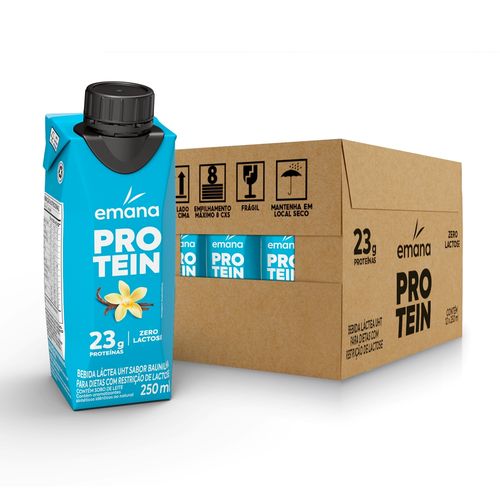 BEBIDA LÁCTEA PROTEIN ZERO LACTOSE BAUNILHA EMANA 250ML 12 UNIDADES